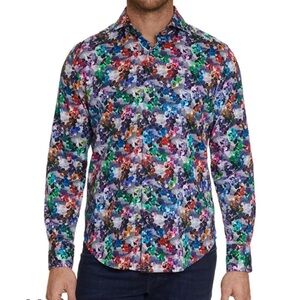 Robert Graham Mens Button Up  Floral Print Classic Fit Shirt